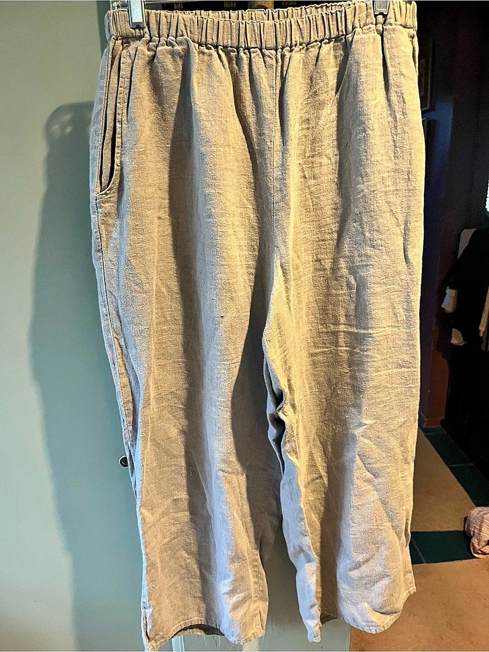 Flax vintage Linen Flood Pants Beige Size Medium